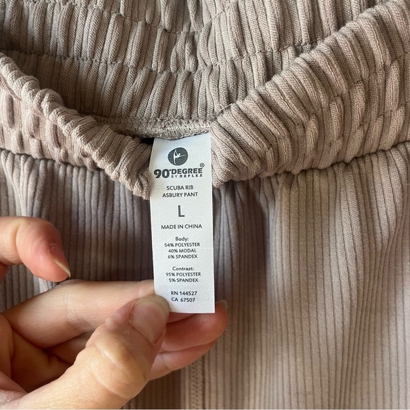 90 Degree by Reflex Scuba Rib Asbury Pants Women’s L Taupe Wide Leg Lounge - Picture 3 of 10